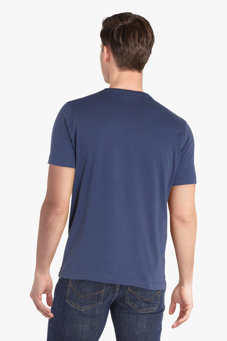 Donkerblauw T-shirt met ronde hals van Ravøtt voor Heren