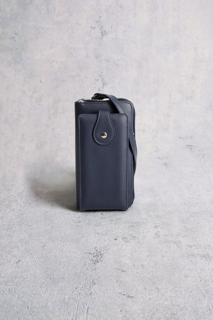 Voorkant van Donkerblauw telefoontasje met portemonnee door Liberty Island voor Dames