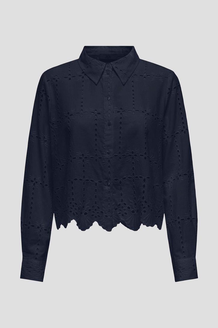 Donkerblauwe blouse met broderie anglaise van JDY voor Dames