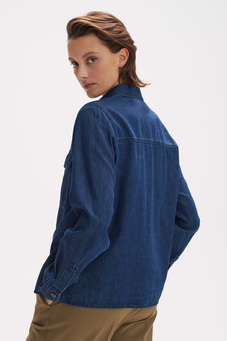 Donkerblauwe blouse met denim look van Opus voor Dames