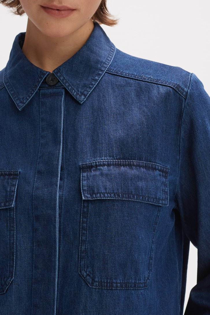 Donkerblauwe blouse met denim look van Opus voor Dames