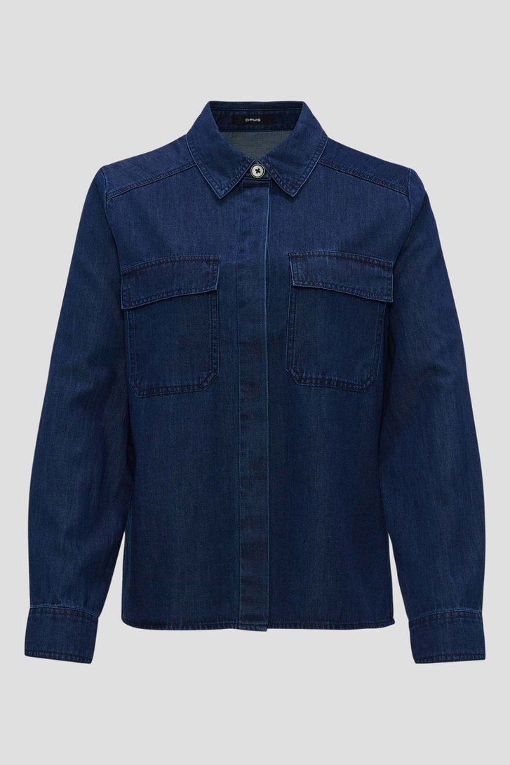 Donkerblauwe blouse met denim look van Opus voor Dames