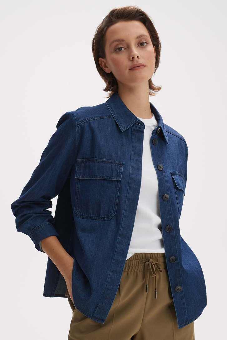 Donkerblauwe blouse met denim look van Opus voor Dames