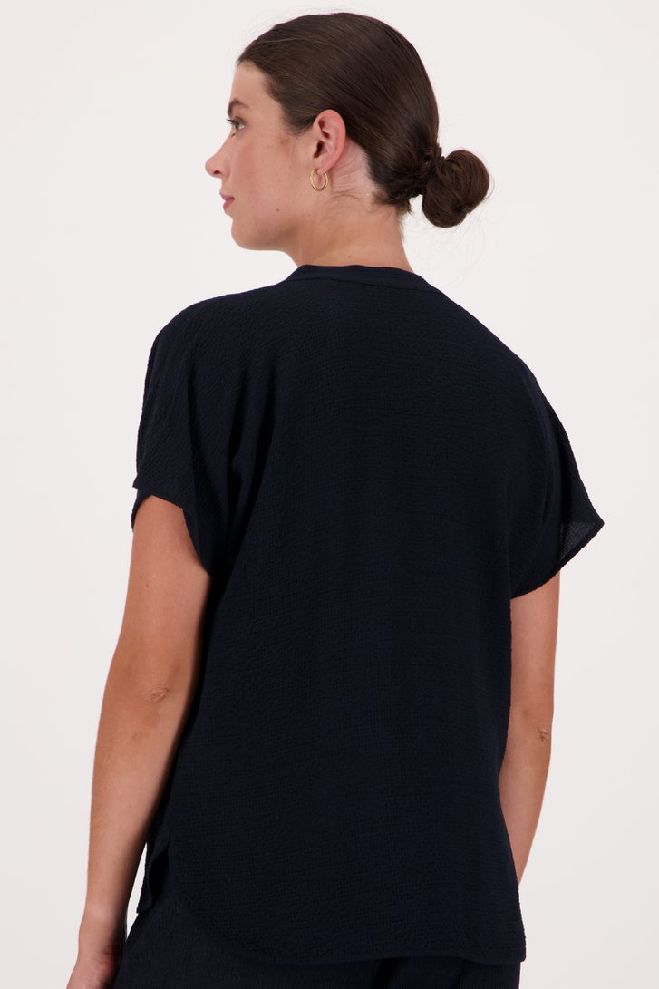 Donkerblauwe blouse met fijne textuur van Opus voor Dames