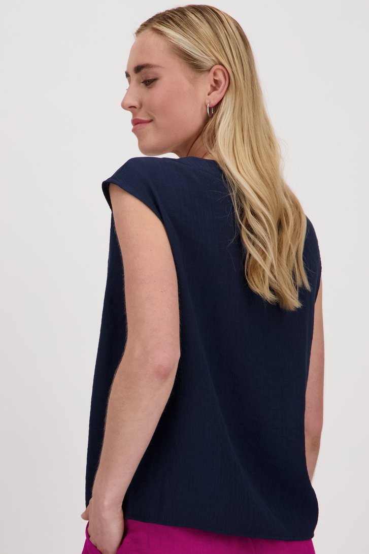 Donkerblauwe blouse met gestreepte structuur van Opus voor Dames