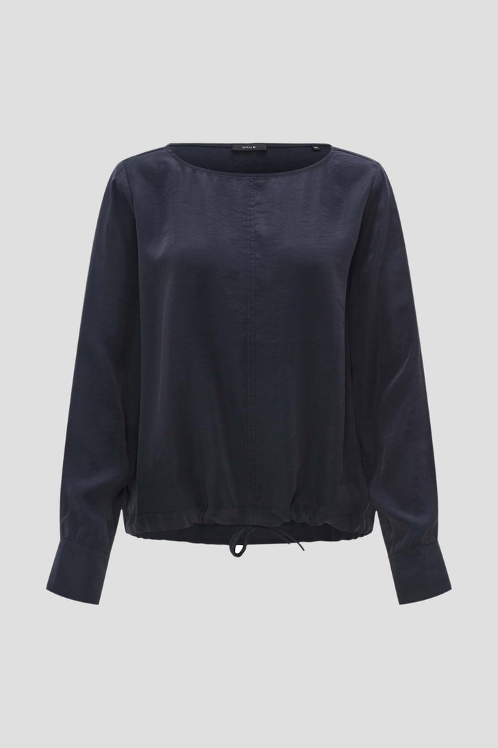 Donkerblauwe blouse met koord in zoom van Opus voor Dames