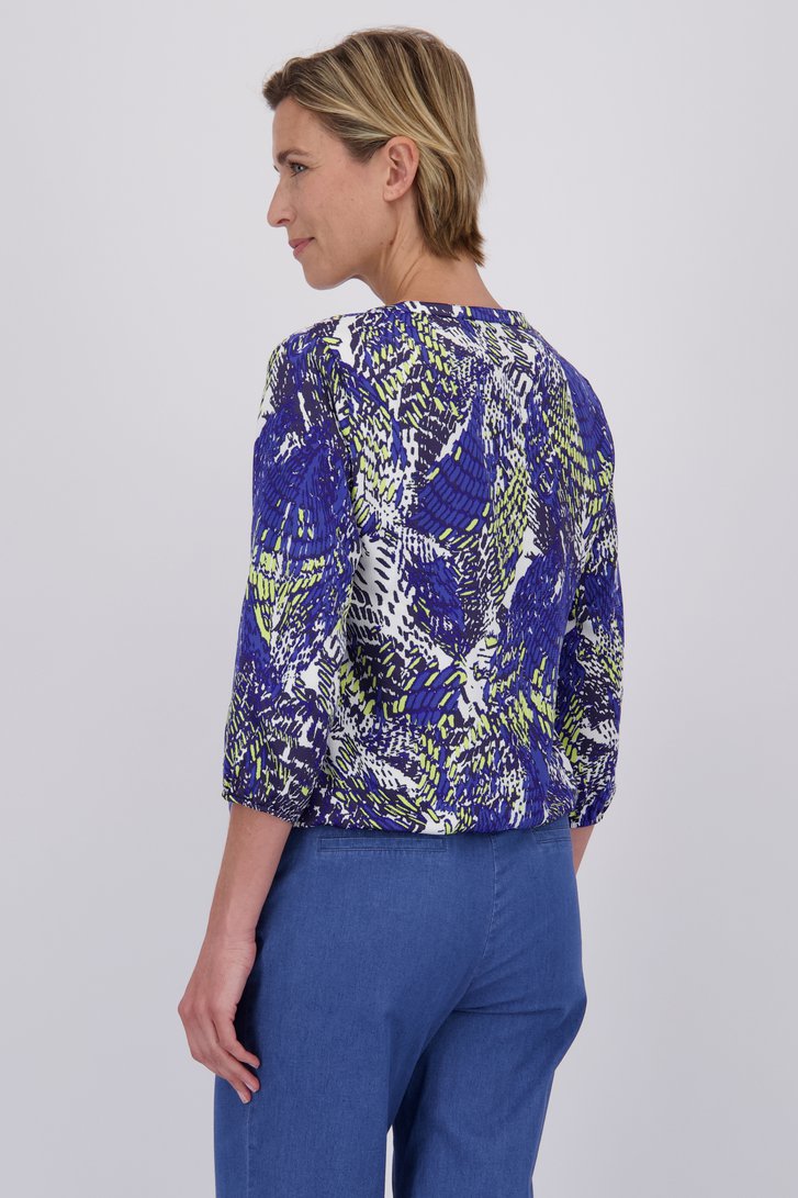Donkerblauwe blouse met print van Claude Arielle voor Dames