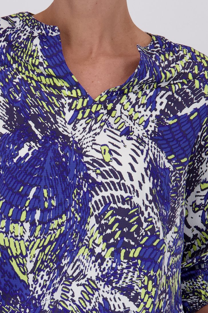 Donkerblauwe blouse met print van Claude Arielle voor Dames