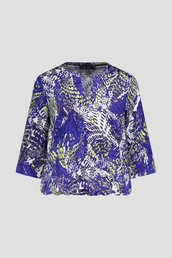 Donkerblauwe blouse met print van Claude Arielle voor Dames