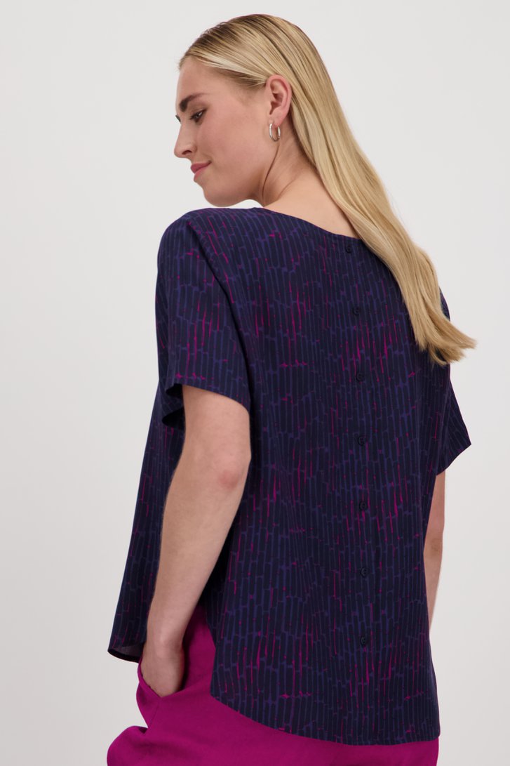 Donkerblauwe blouse met print van Opus voor Dames