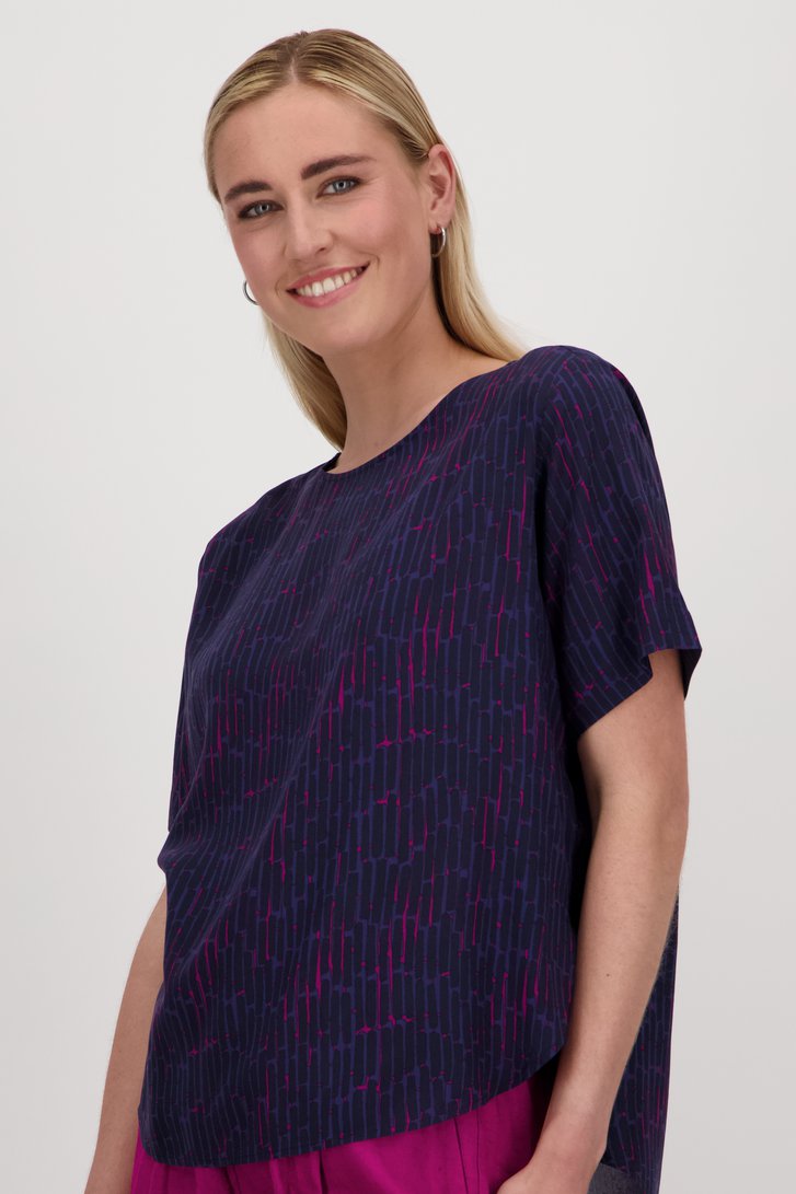 Donkerblauwe blouse met print van Opus voor Dames