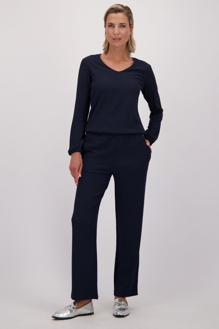 Voorkant van Donkerblauwe broek met structuur door Claude Arielle voor Dames