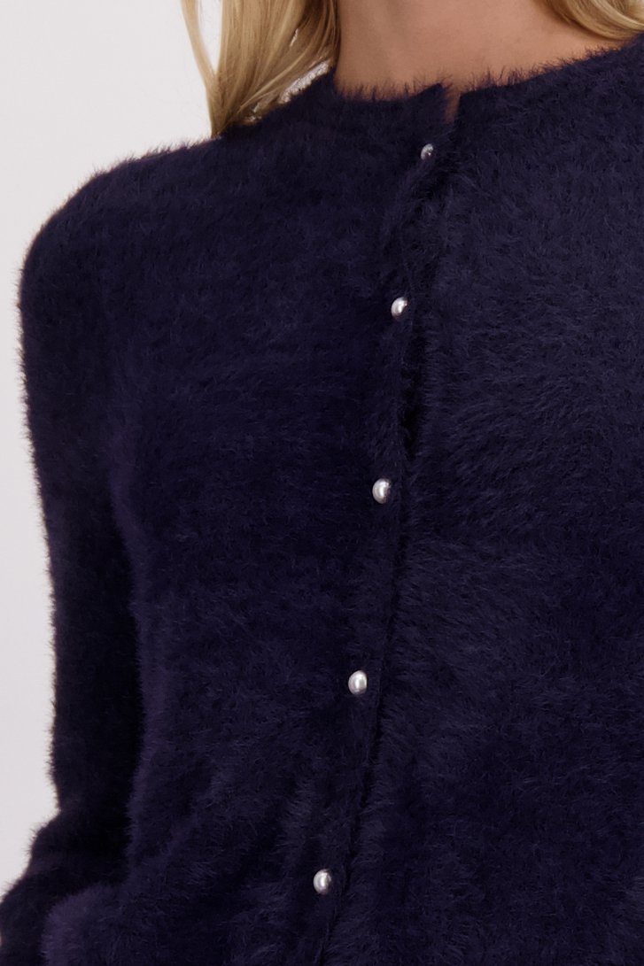 Detail van Donkerblauwe cardigan in faux-furstof door Liberty Island voor Dames