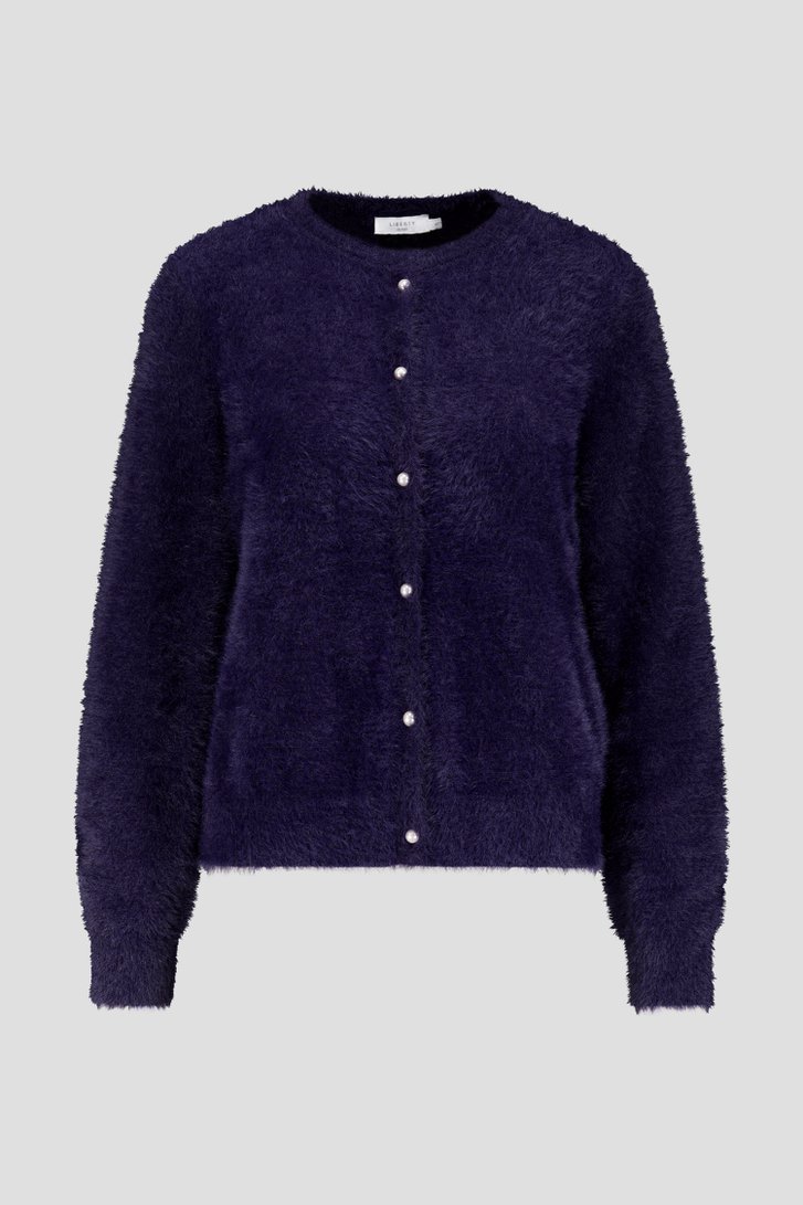 Productfoto 1 van Donkerblauwe cardigan in faux-furstof door Liberty Island voor Dames