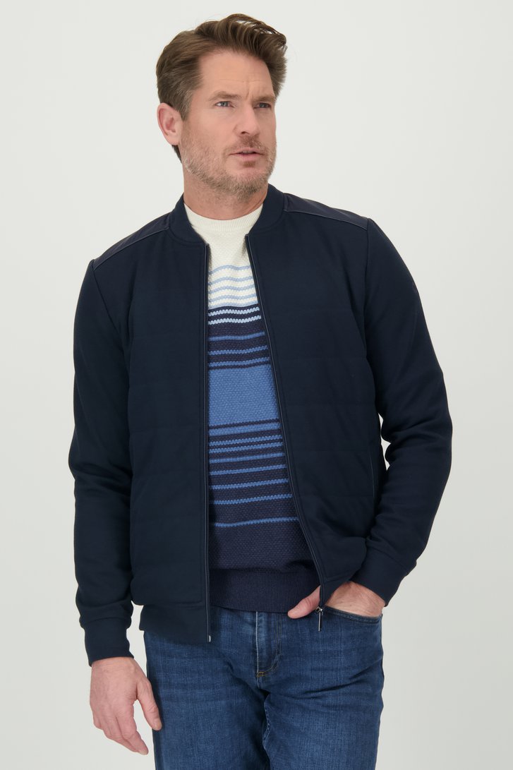 Donkerblauwe cardigan met bomber look van Dansaert Blue voor Heren