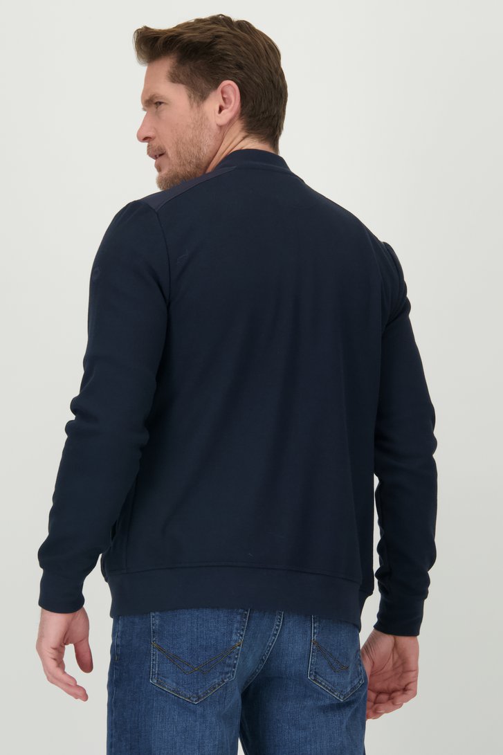 Donkerblauwe cardigan met bomber look van Dansaert Blue voor Heren