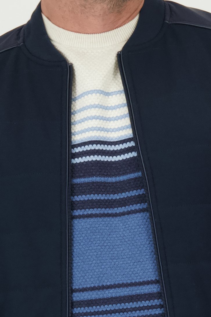 Donkerblauwe cardigan met bomber look van Dansaert Blue voor Heren