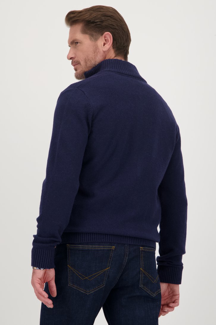 Donkerblauwe cardigan met reliëfmotief  van Dansaert Blue voor Heren