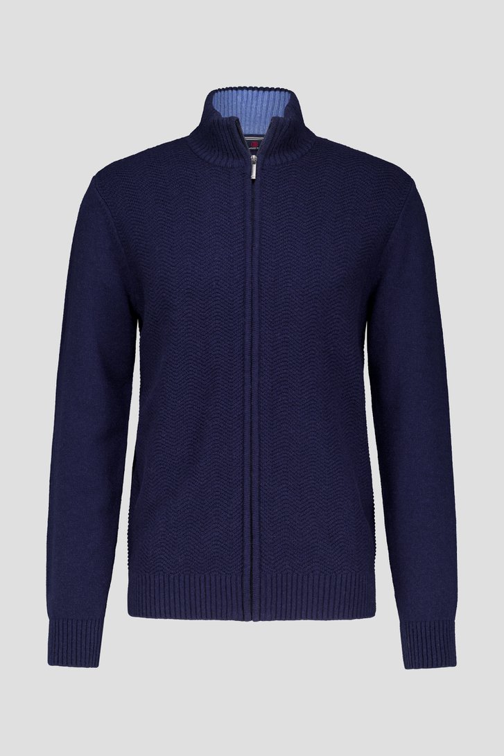 Donkerblauwe cardigan met reliëfmotief  van Dansaert Blue voor Heren
