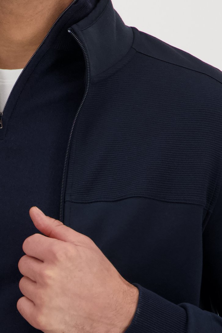 Donkerblauwe cardigan met rits van Dansaert Blue voor Heren