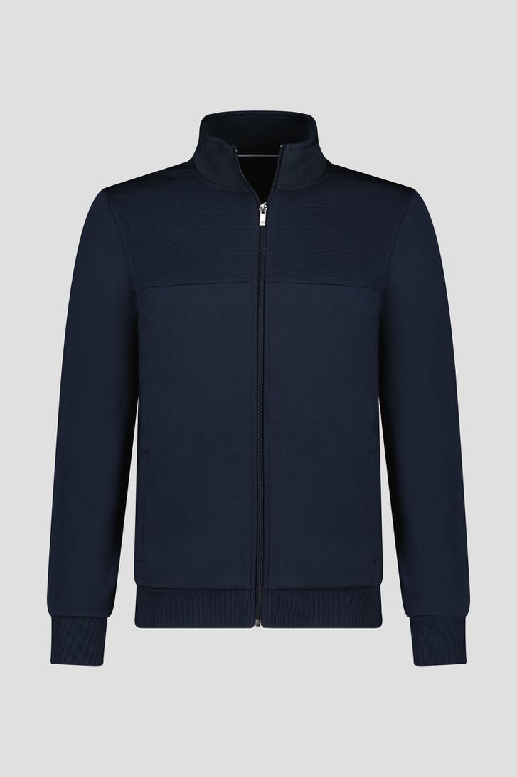 Donkerblauwe cardigan met rits van Dansaert Blue voor Heren
