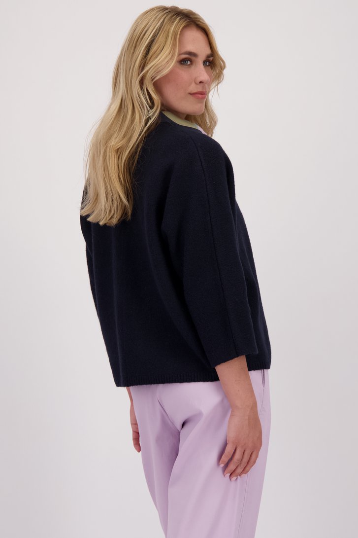 Achterkant van Donkerblauwe cardigan met wol door Libelle voor Dames