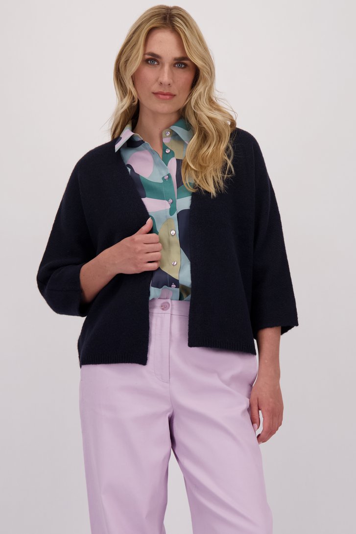 Voorkant van Donkerblauwe cardigan met wol door Libelle voor Dames