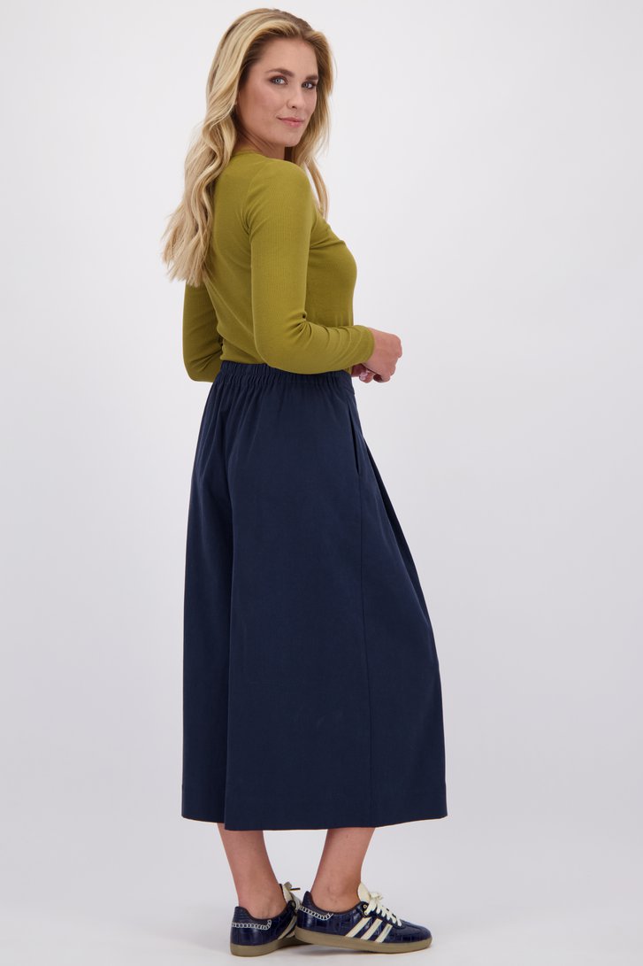 Achterkant van Donkerblauwe culotte met elastische tailleband door Libelle voor Dames