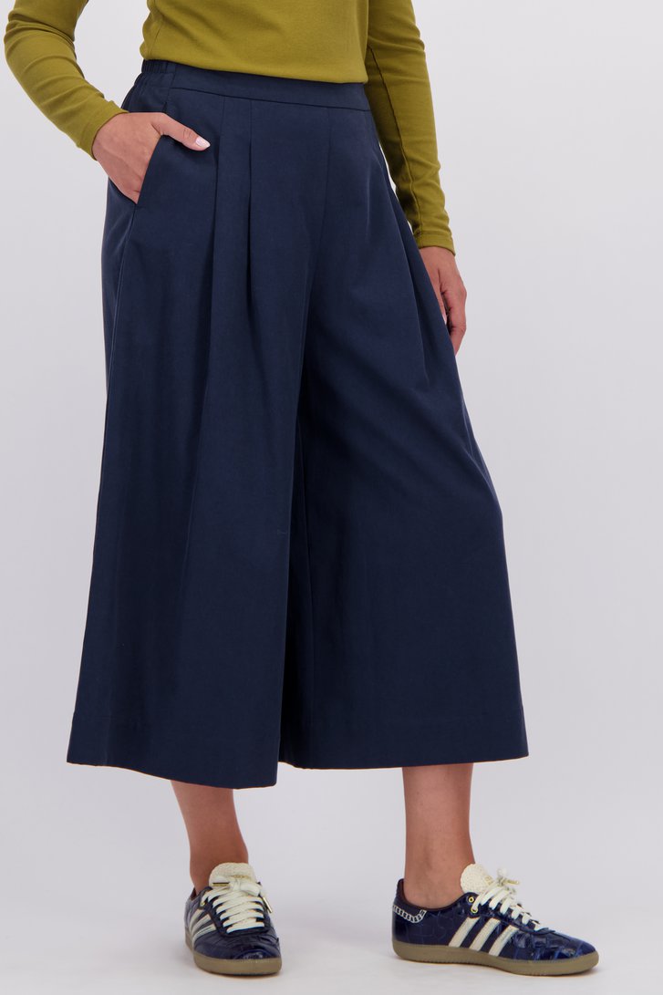 Detail van Donkerblauwe culotte met elastische tailleband door Libelle voor Dames