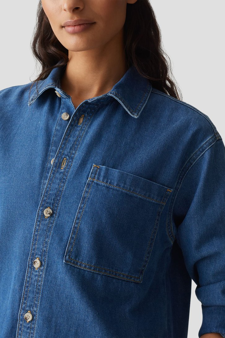 Donkerblauwe denim blouse van Opus voor Dames