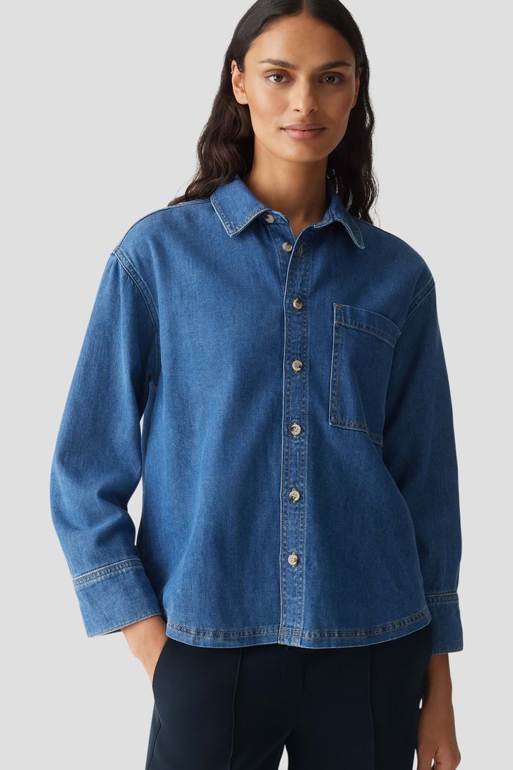 Donkerblauwe denim blouse van Opus voor Dames