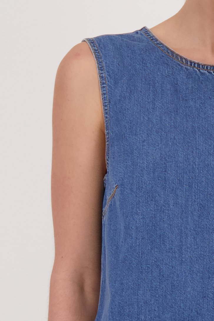 Donkerblauwe denimblouse zonder mouwen van Liberty Island Denim voor Dames