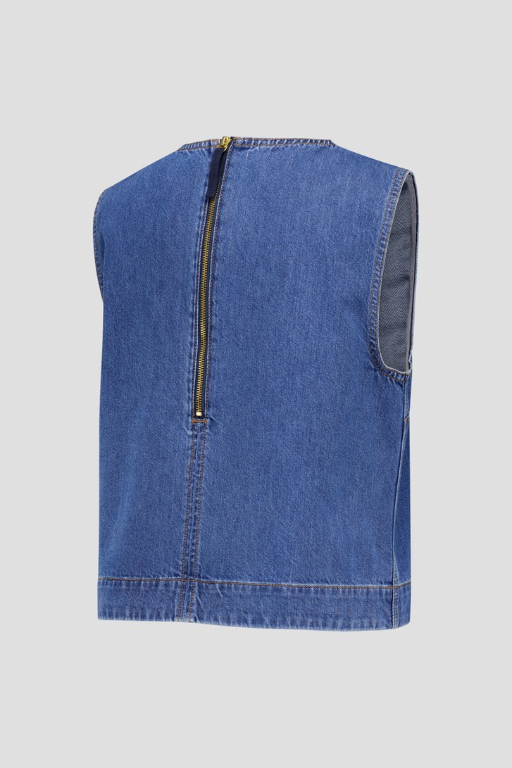 Donkerblauwe denimblouse zonder mouwen van Liberty Island Denim voor Dames