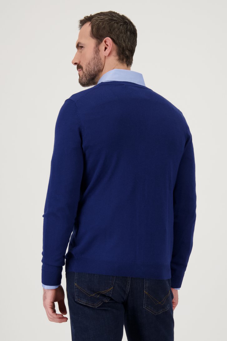 Donkerblauwe fijn gebreide cardigan  van Dansaert Black voor Heren