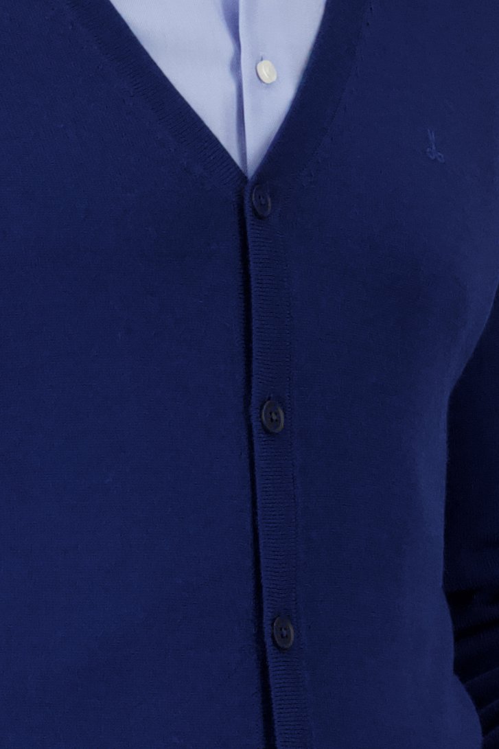 Donkerblauwe fijn gebreide cardigan  van Dansaert Black voor Heren