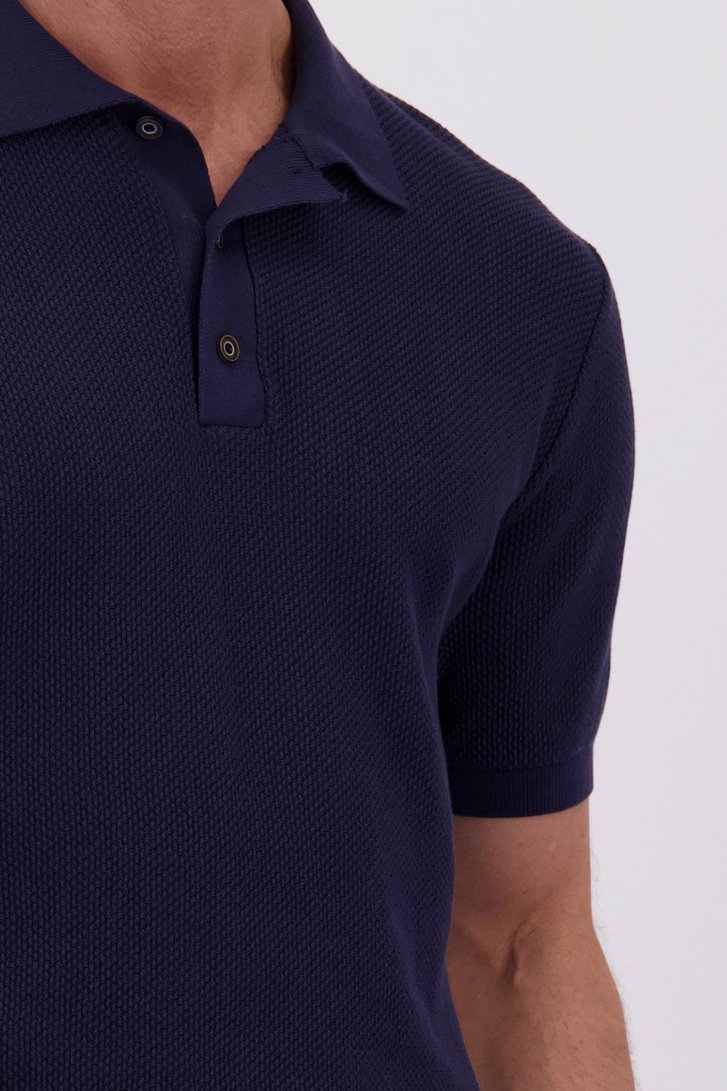 Detail van Donkerblauwe gebreide polo door Dansaert Blue voor Heren