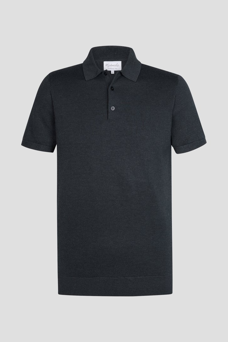 Productfoto 1 van Donkerblauwe gebreide polo met korte mouwen door Michaelis voor Heren