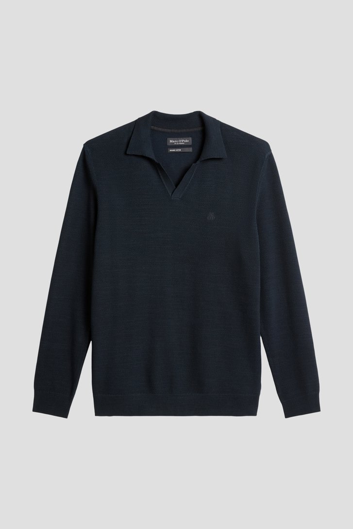 Productfoto 1 van Donkerblauwe gebreide polotrui door Marc O'Polo voor Heren