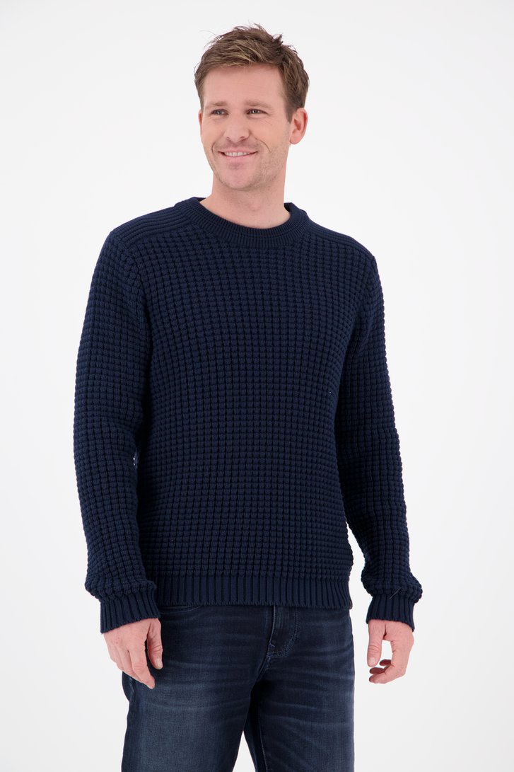 Mode Sweaters Gebreide truien Street One Gebreide trui lichtblauw-wit geruite print klassieke stijl 