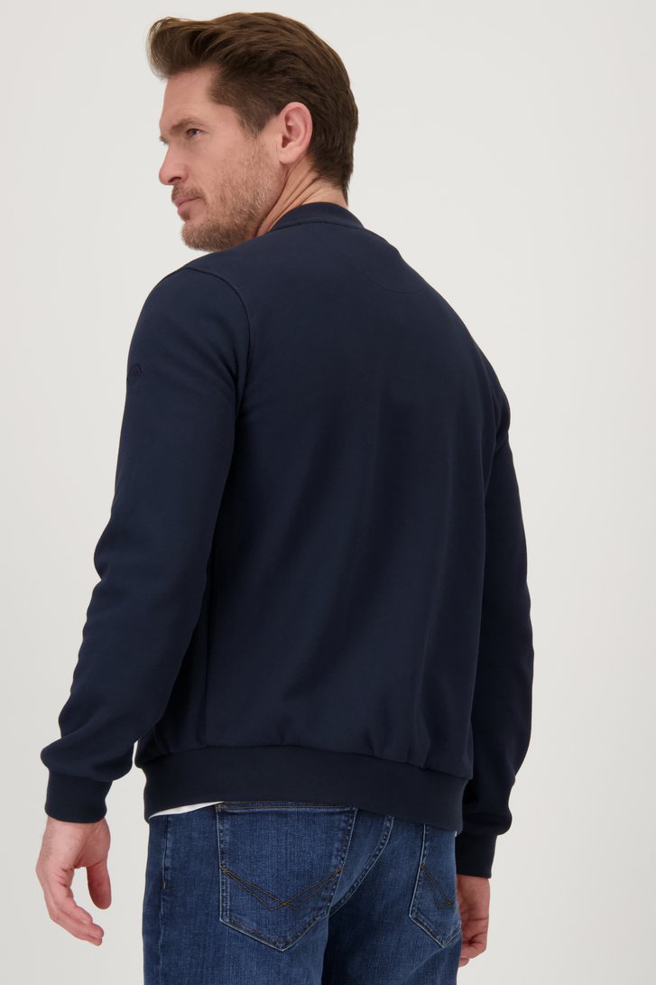 Donkerblauwe gemêleerde cardigan met rits van Dansaert Blue voor Heren