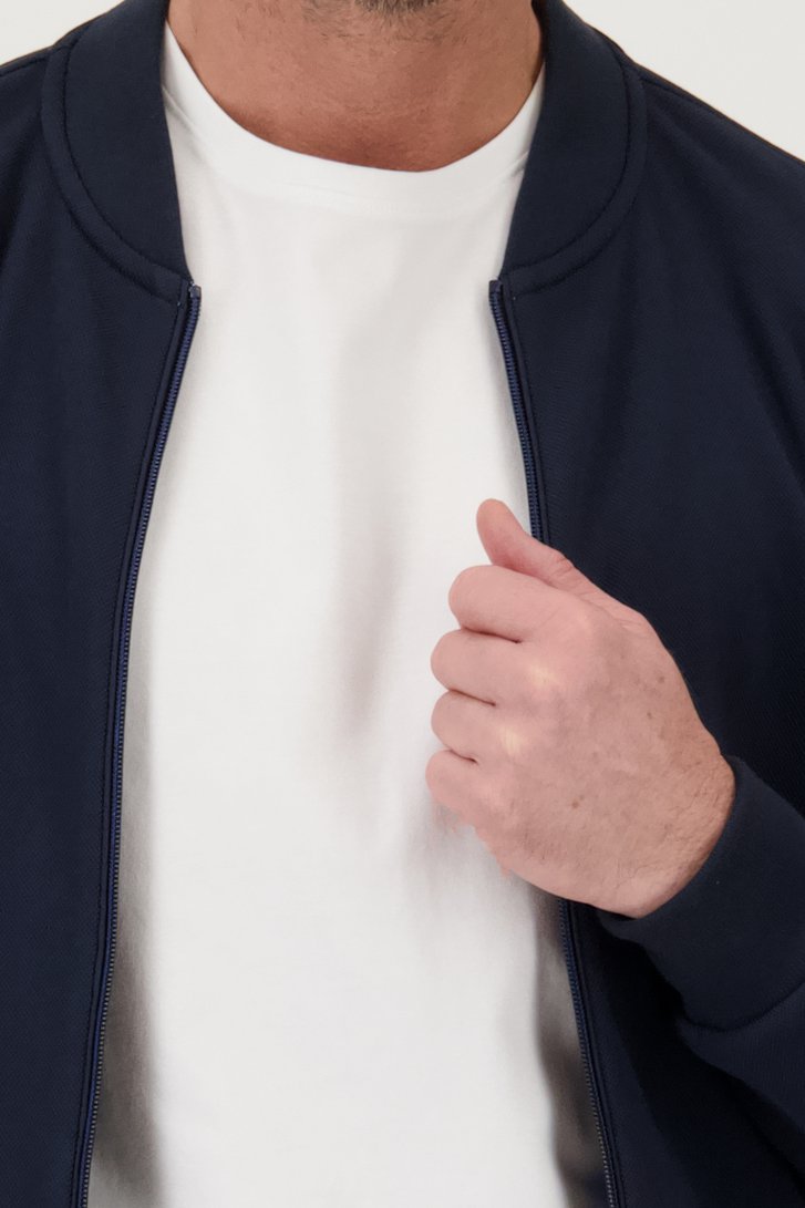 Donkerblauwe gemêleerde cardigan met rits van Dansaert Blue voor Heren
