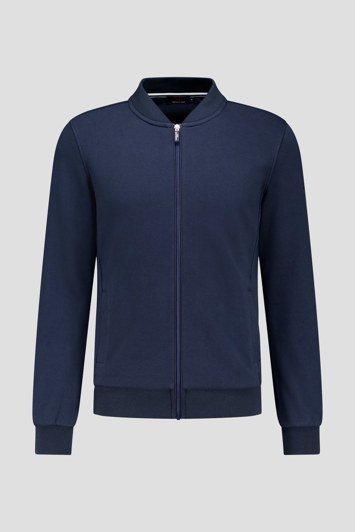 Donkerblauwe gemêleerde cardigan met rits van Dansaert Blue voor Heren