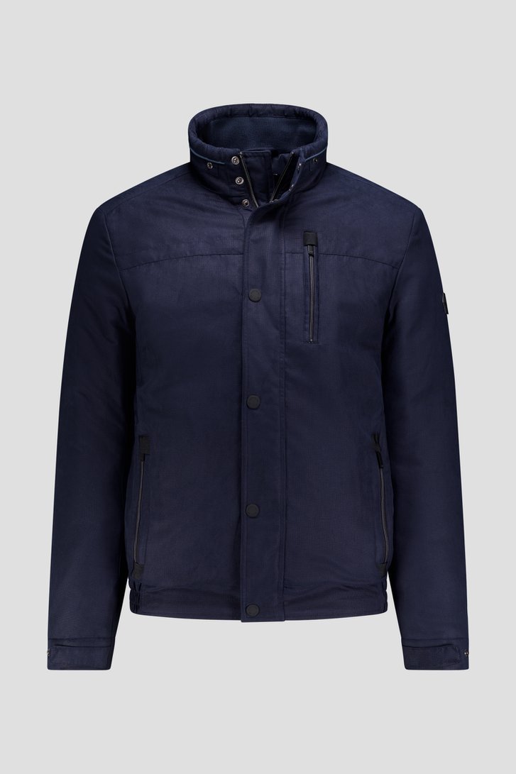 Productfoto 1 van Donkerblauwe gevoerde jas met afneembare kap door Dansaert Blue voor Heren
