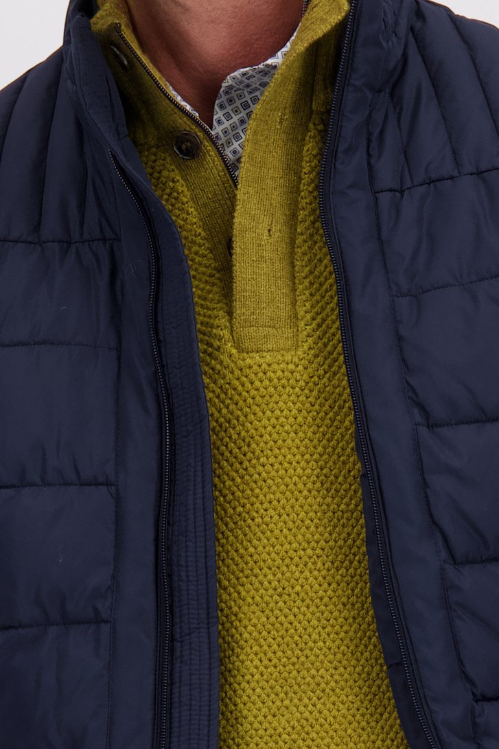 Detail van Donkerblauwe gewatteerde bodywarmer door Dansaert Blue voor Heren