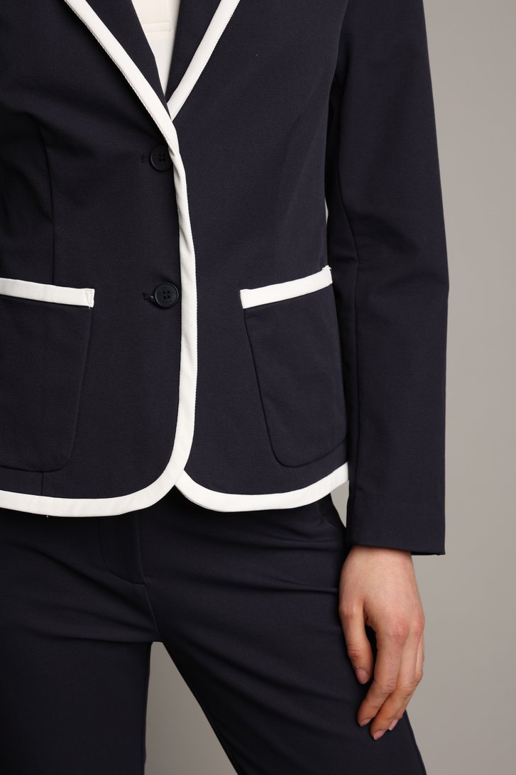 Detail van Donkerblauwe golfblazer door Dansaert Golf Club voor Dames