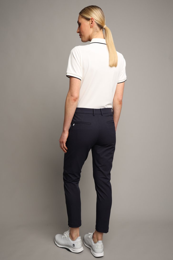Achterkant van Donkerblauwe golfbroek met elastische tailleband door Dansaert Golf Club voor Dames