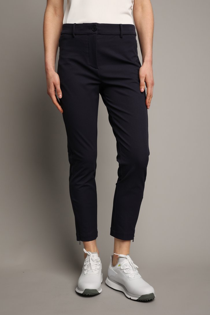 Detail van Donkerblauwe golfbroek met elastische tailleband door Dansaert Golf Club voor Dames