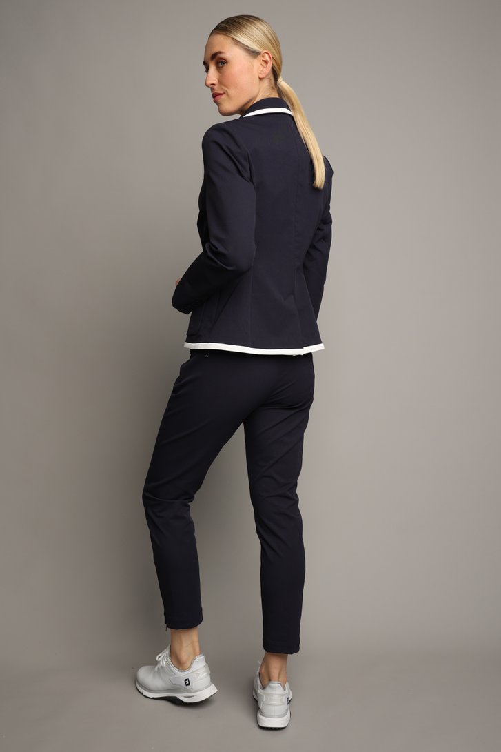 Achterkant van Donkerblauwe golfbroek met elastische tailleband door Dansaert Golf Club voor Dames