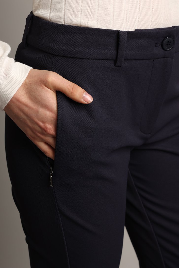 Detail van Donkerblauwe golfbroek met elastische tailleband door Dansaert Golf Club voor Dames