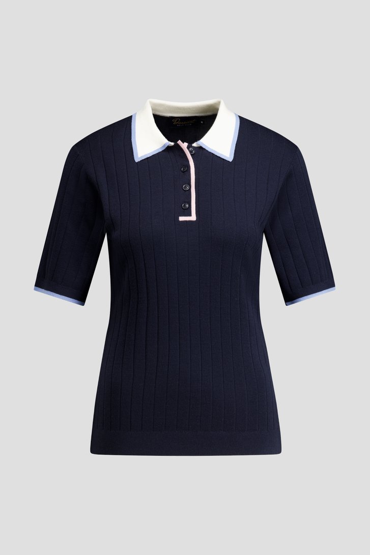 Productfoto 1 van Donkerblauwe golfpolo met contrasterende biezen door Dansaert Golf Club voor Dames